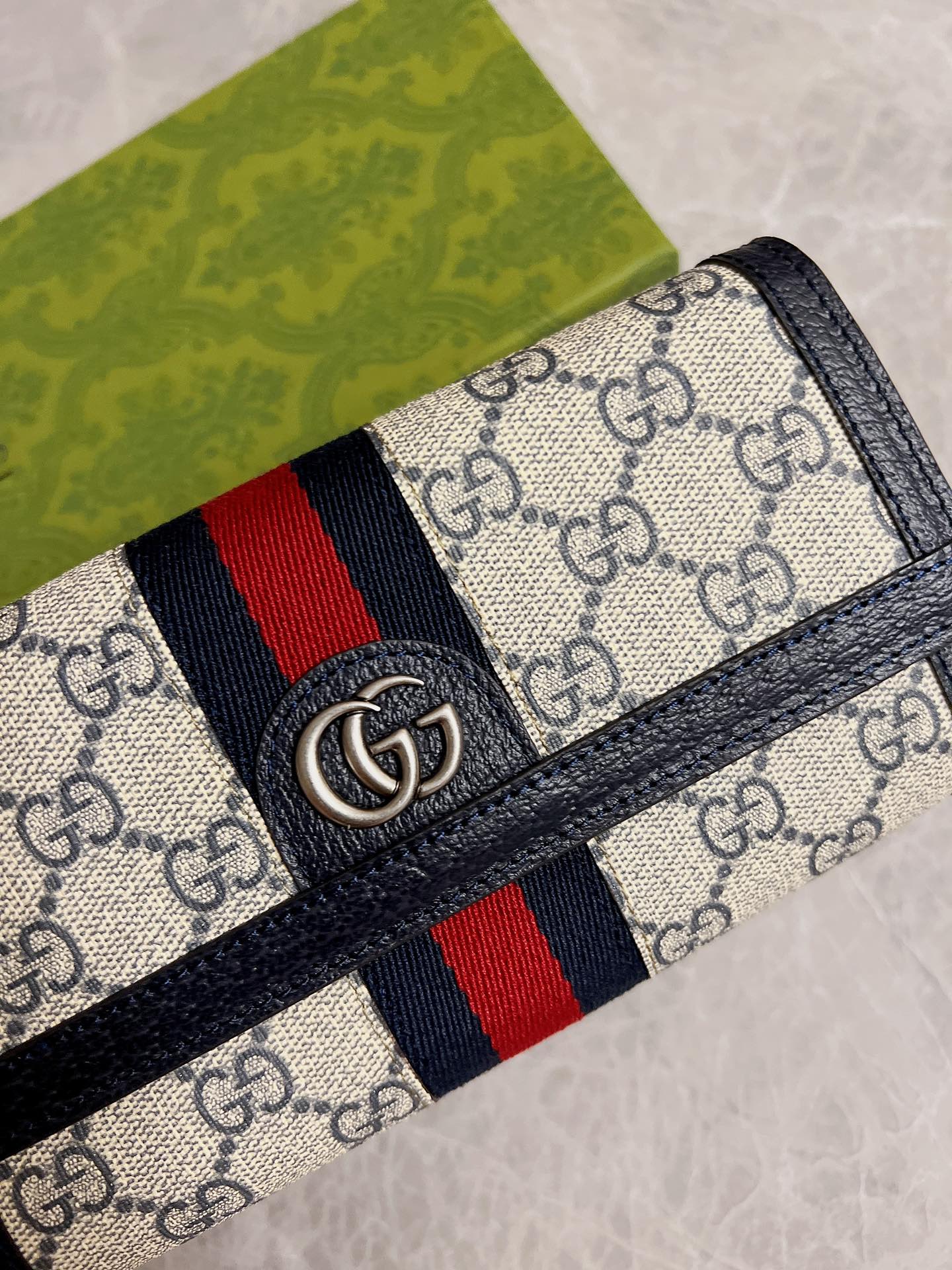 Luxury GG Supreme Wheat Ophidia Series PVC Wallet with Signature Double G - 图片 2