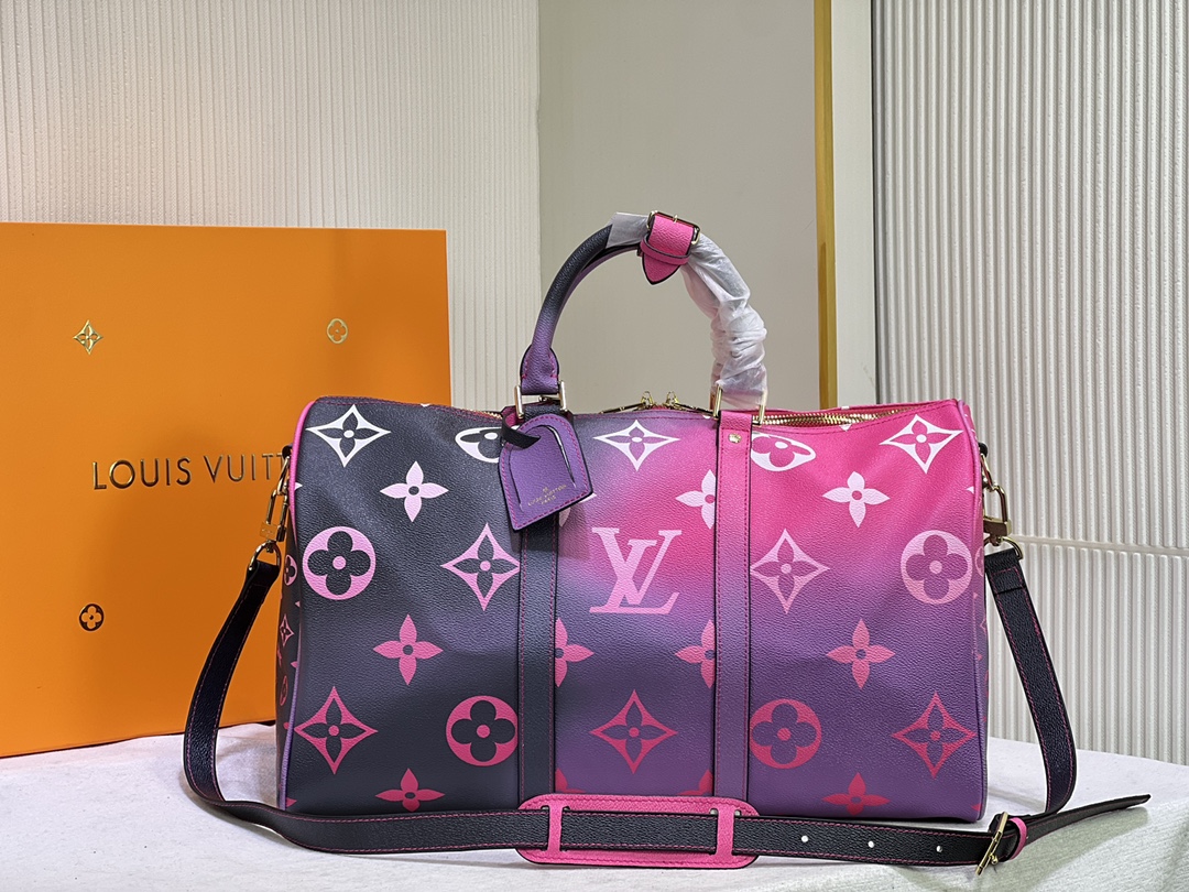 Louis Vuitton LV Speedy Bolsos de mano Bolsos de viaje Rosa Lona Cuero de vaca Tejidos