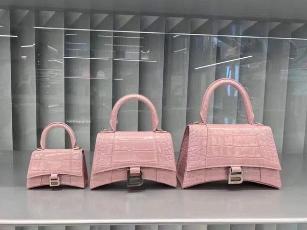 Balenciaga Hourglass Bags Bean Paste Color Pink Silver Hardware