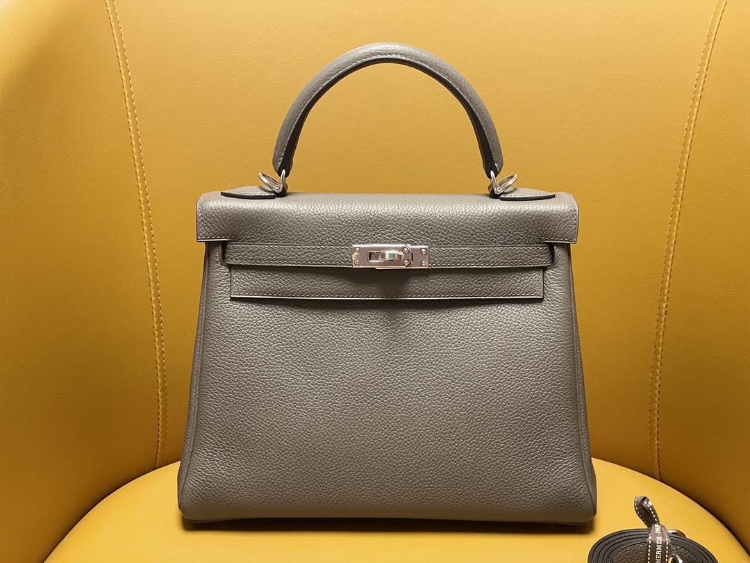 Hermes Kelly Handbags Crossbody & Shoulder Bags Grey Tin Gray Silver Hardware