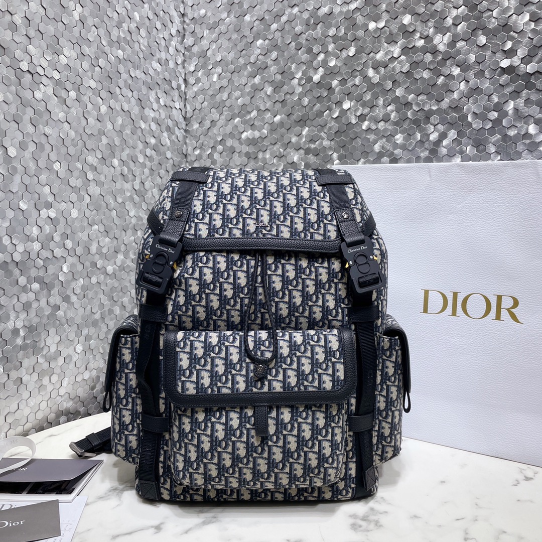 Dior Bags Backpack Beige Black Printing Cowhide Nylon Oblique Casual