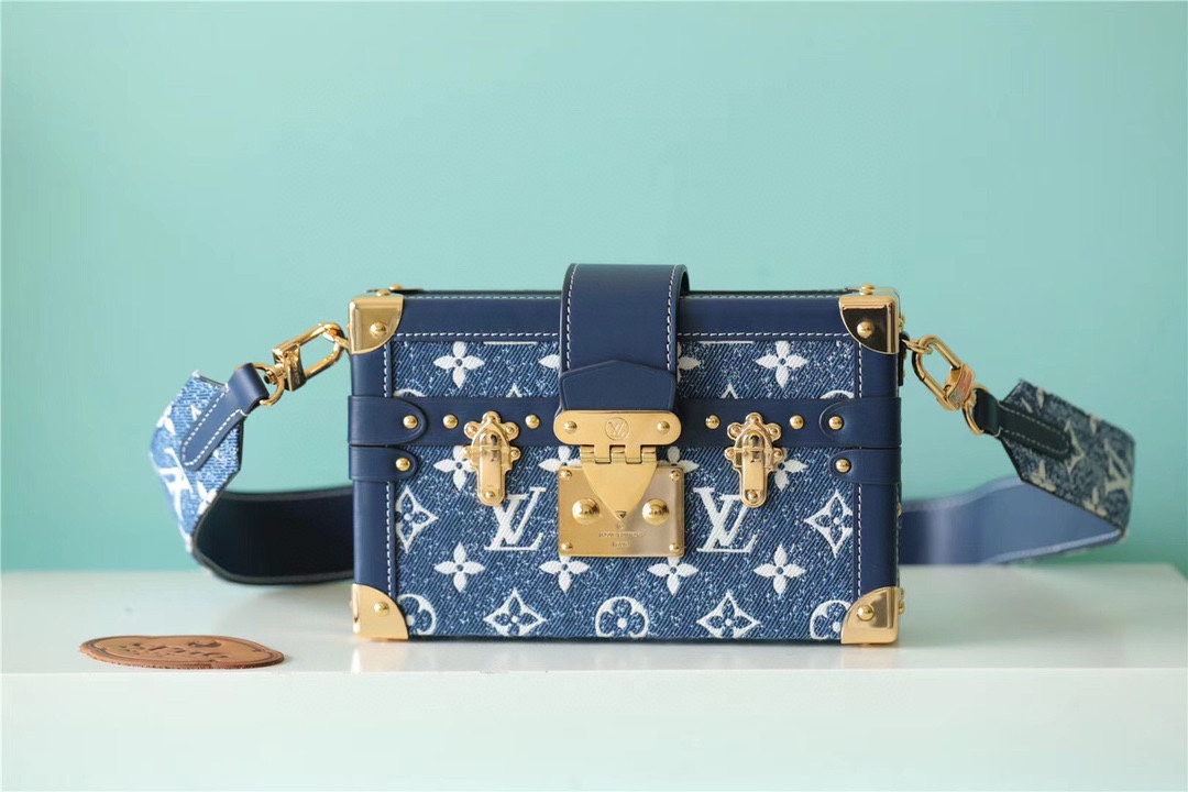 Louis Vuitton LV Petite Malle Buy Handbags Crossbody & Shoulder Bags Embroidery Cowhide Denim M59717