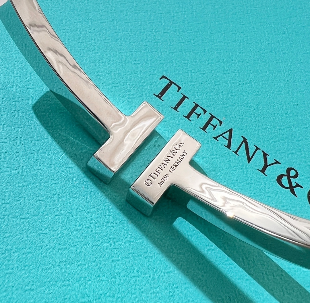 Tiffany&co 蒂芙尼 经典款T字系列 光面金色银色玫瑰金双T手镯