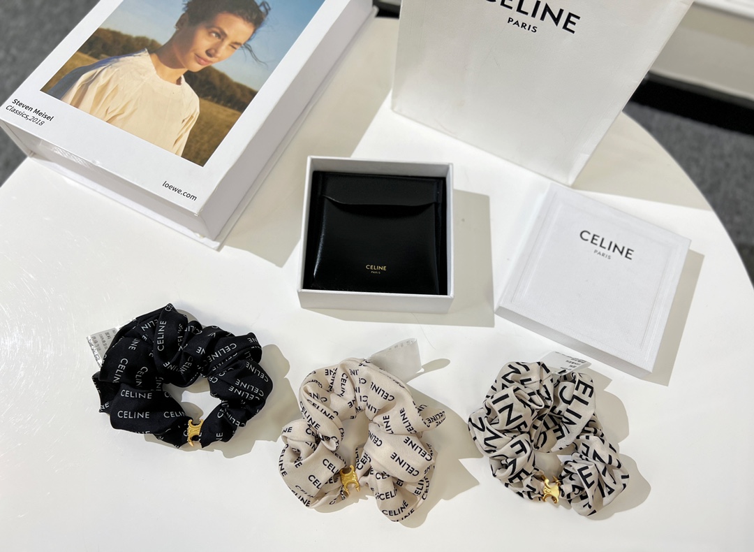 Celine赛琳凯旋门桑蚕丝发绳发带