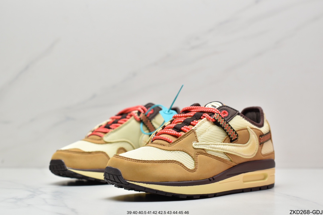 270 Travis Scott x Nike Air Max 1”Cactus Jack”改版款低帮“深棕麦黄米倒钩”DO9392-701
