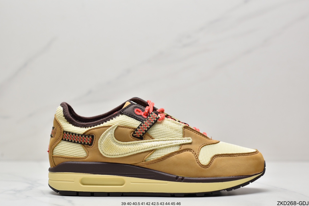 270 Travis Scott x Nike Air Max 1”Cactus Jack”改版款低帮“深棕麦黄米倒钩”DO9392-701