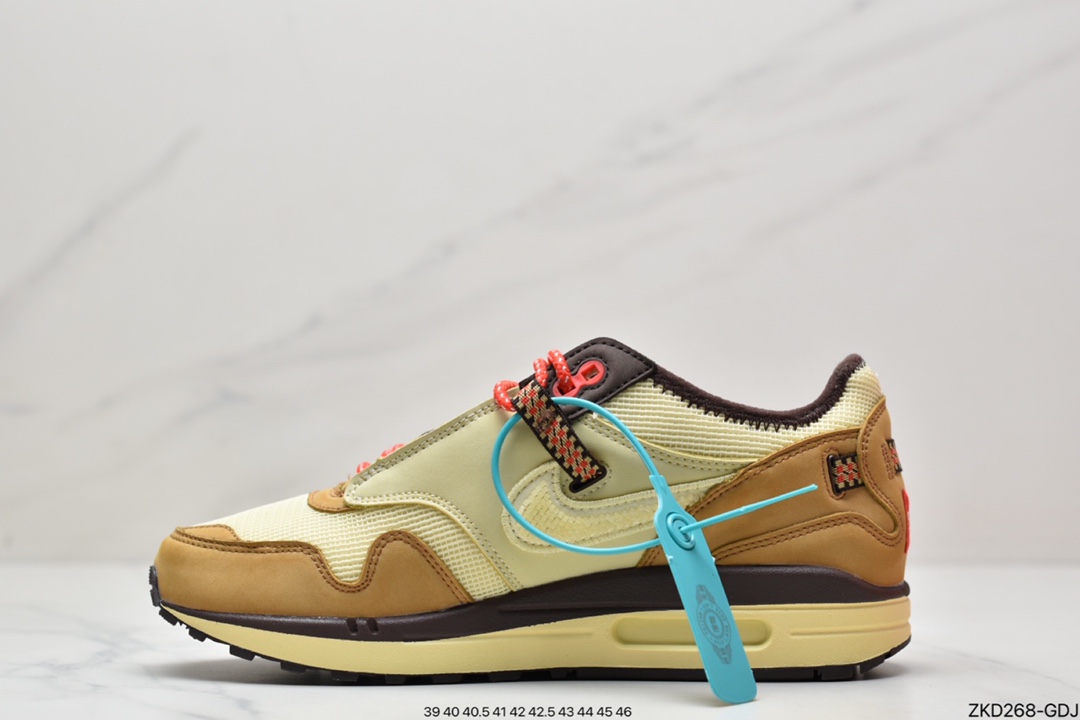 270 Travis Scott x Nike Air Max 1”Cactus Jack”改版款低帮“深棕麦黄米倒钩”DO9392-701