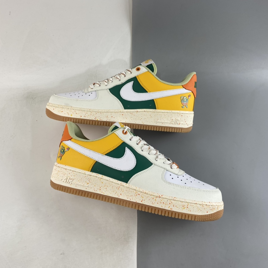 P190  Nike Air Force 1’07 Low 白黄绿拼色 空军一号低帮休闲板鞋 DQ5085-111