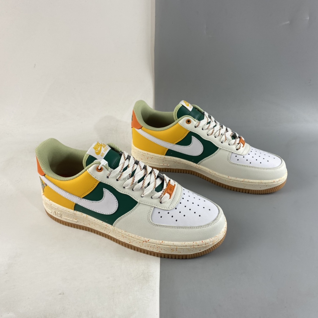 P190  Nike Air Force 1’07 Low 白黄绿拼色 空军一号低帮休闲板鞋 DQ5085-111