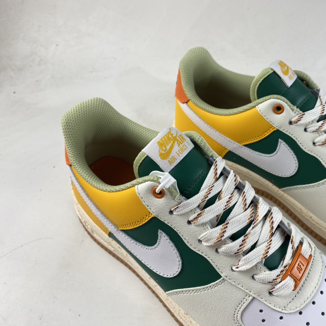 P190  Nike Air Force 1’07 Low 白黄绿拼色 空军一号低帮休闲板鞋 DQ5085-111