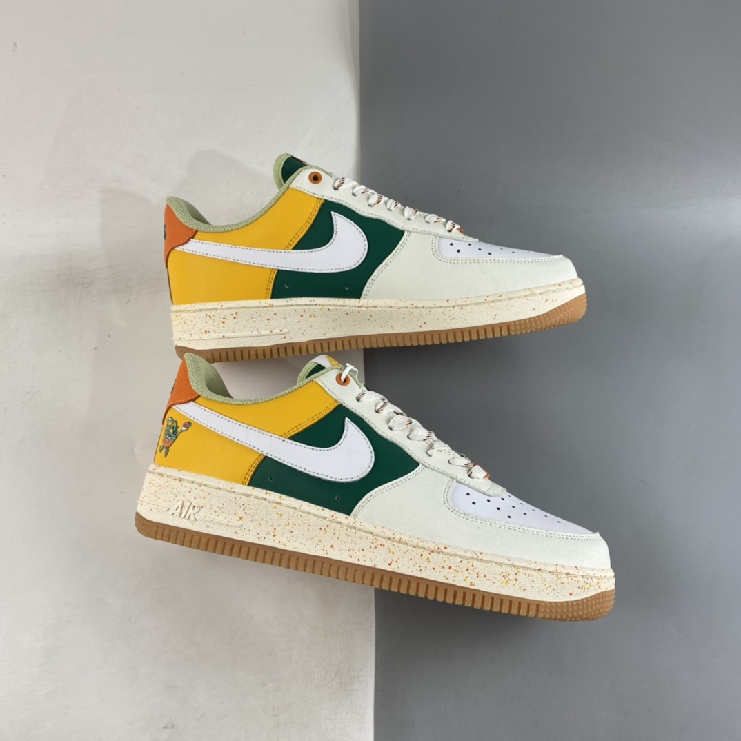 P190  Nike Air Force 1’07 Low 白黄绿拼色 空军一号低帮休闲板鞋 DQ5085-111
