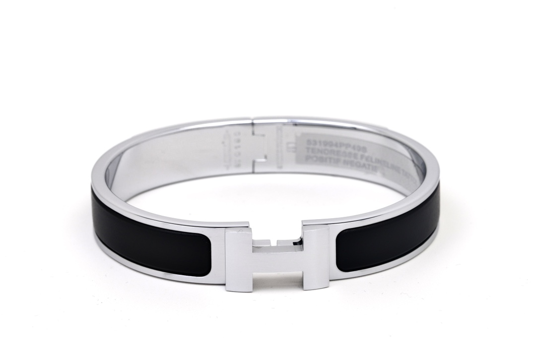 Hermes Joyas Pulsera Negro Platino Blanco Hombres Escarcha