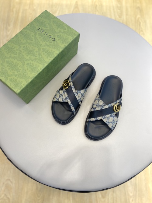 Gucci Men's Summer Slides with Gold Hardware and Classic Logo Pattern 1 Gucci Men's Summer Slides with Gold Hardware and Classic Logo Pattern