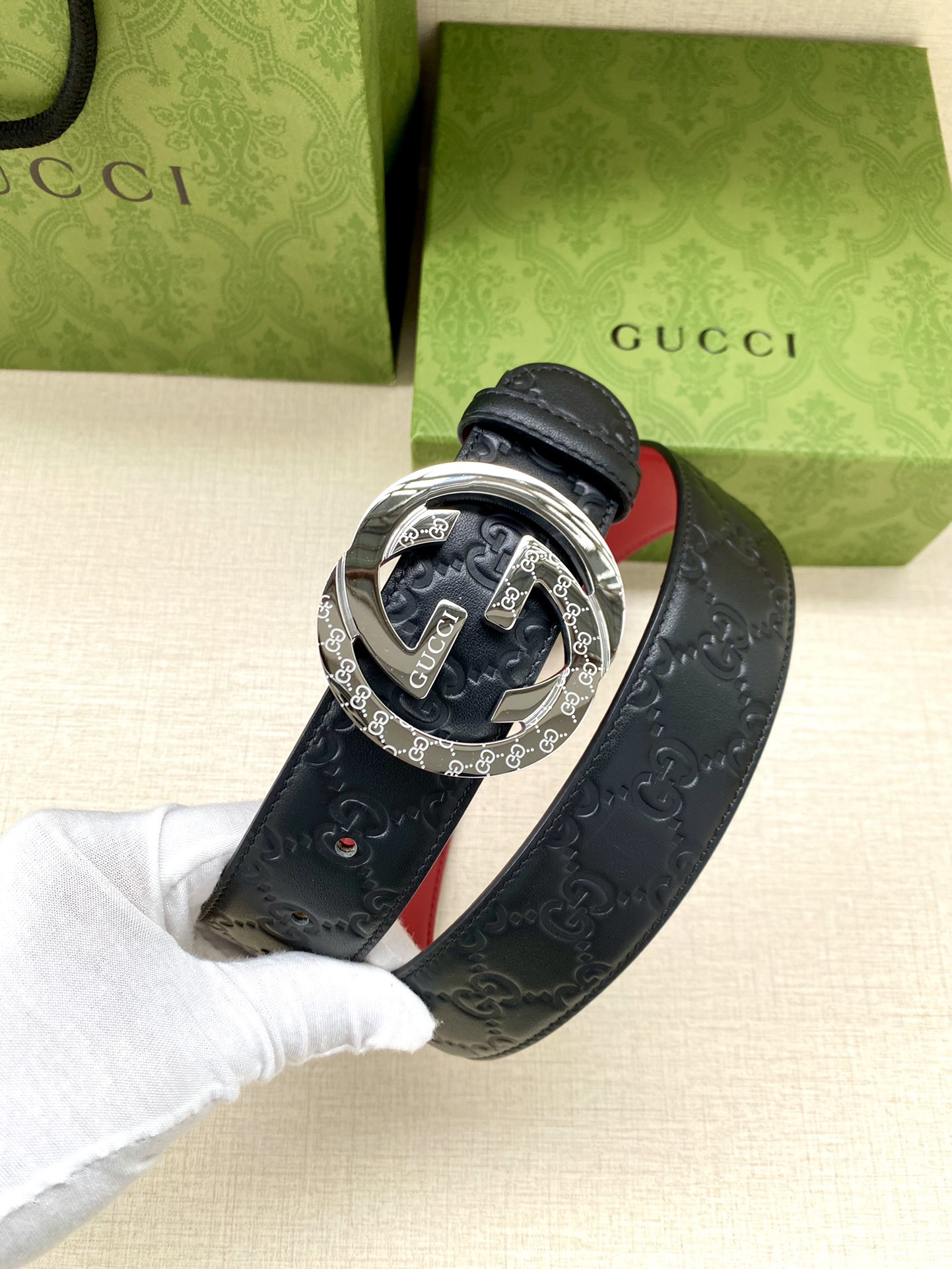 宽度4.0cmGUCCI互扣式双G带