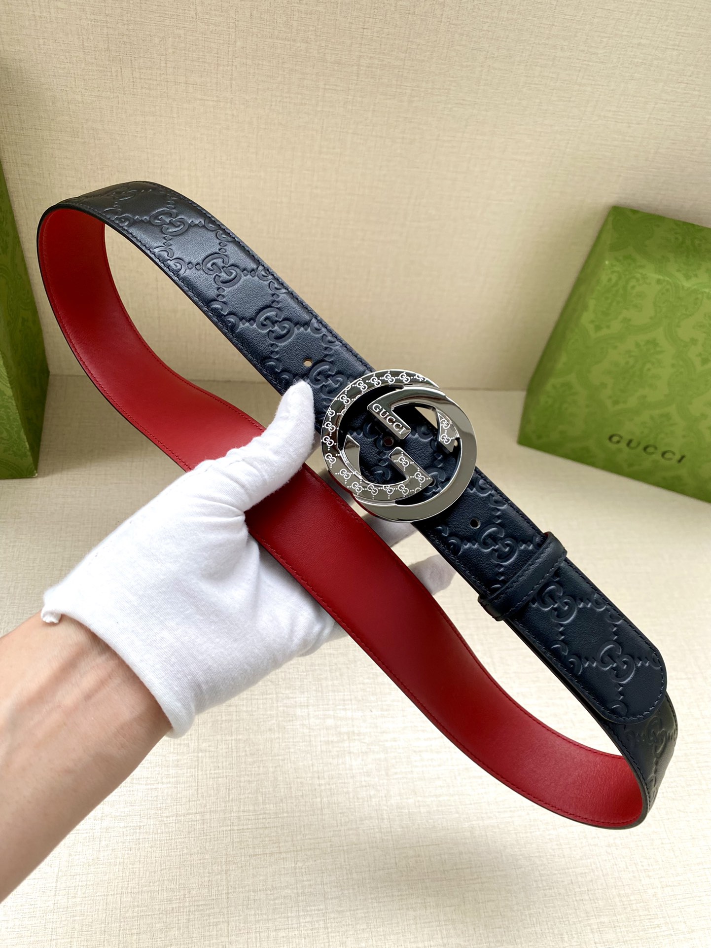 宽度4.0cmGUCCI互扣式双G带