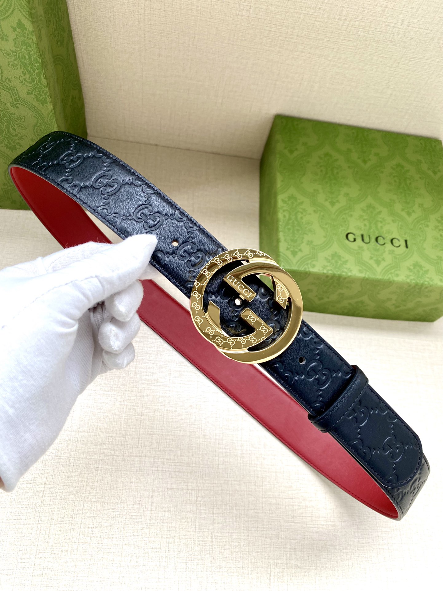 宽度4.0cmGUCCI互扣式双G带
