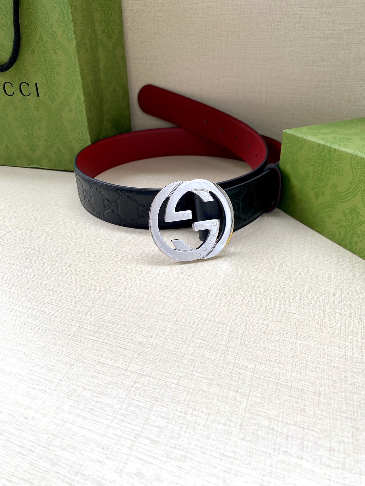 宽度4.0cmGUCCI互扣式双G带