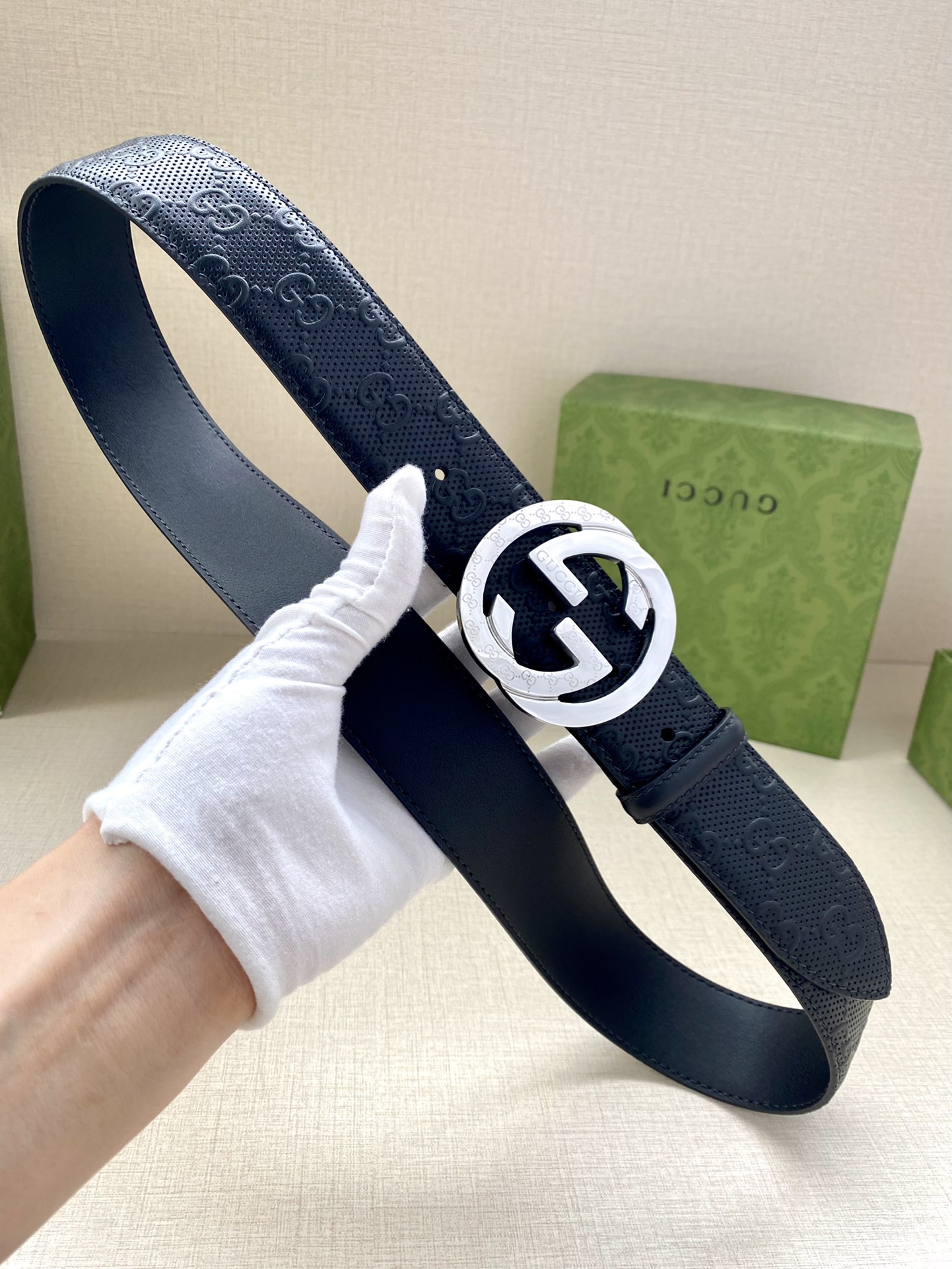 宽度4.0cmGUCCI互扣式双G带