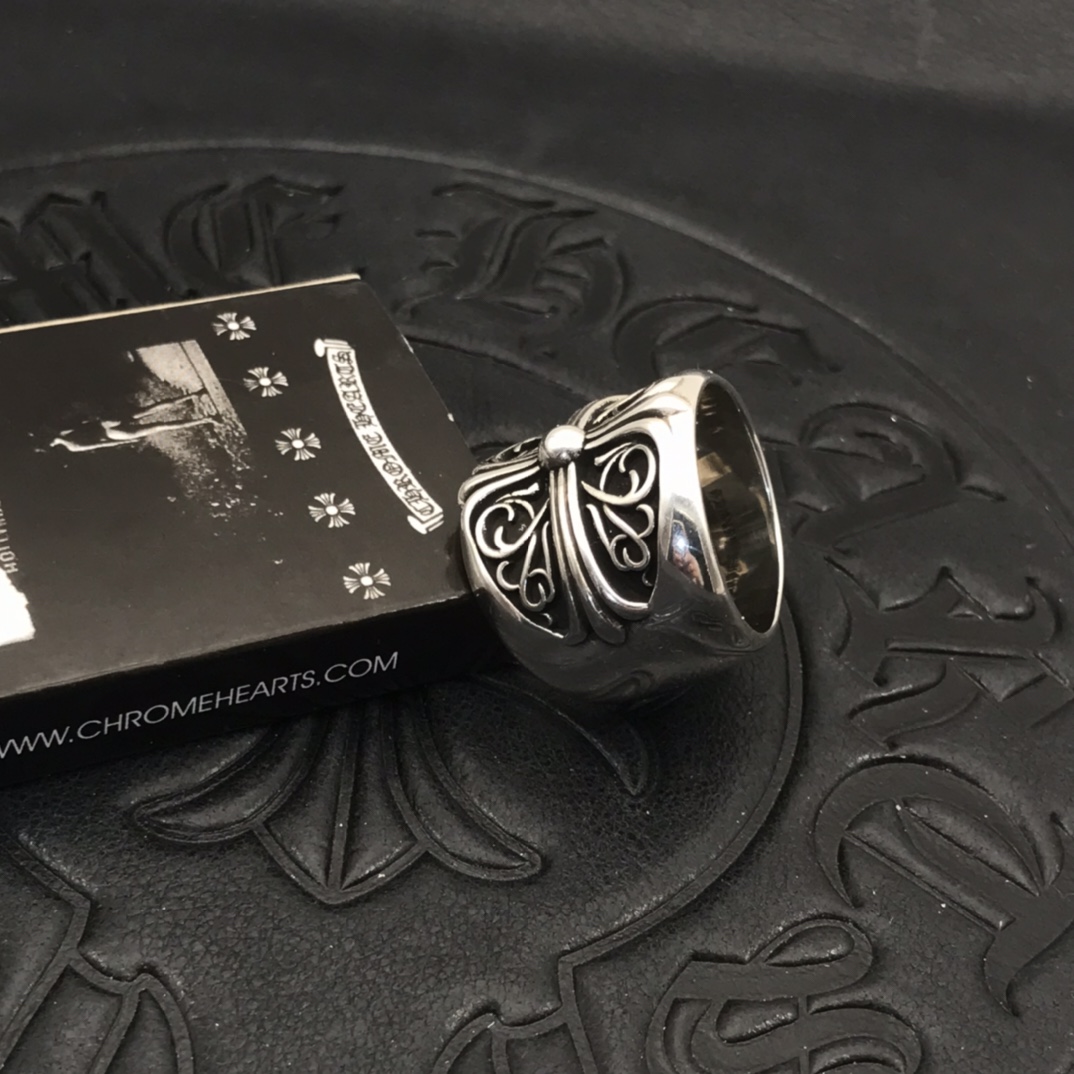 Chrome Hearts 高版本克罗心超大号守护者戒指， 手写体刻字，7-11号