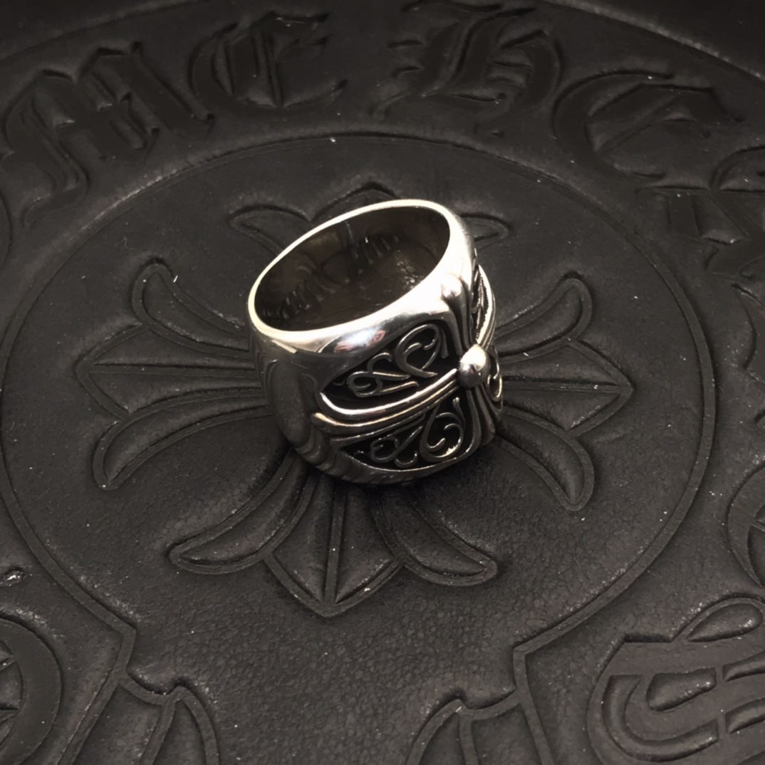 Chrome Hearts 高版本克罗心超大号守护者戒指， 手写体刻字，7-11号