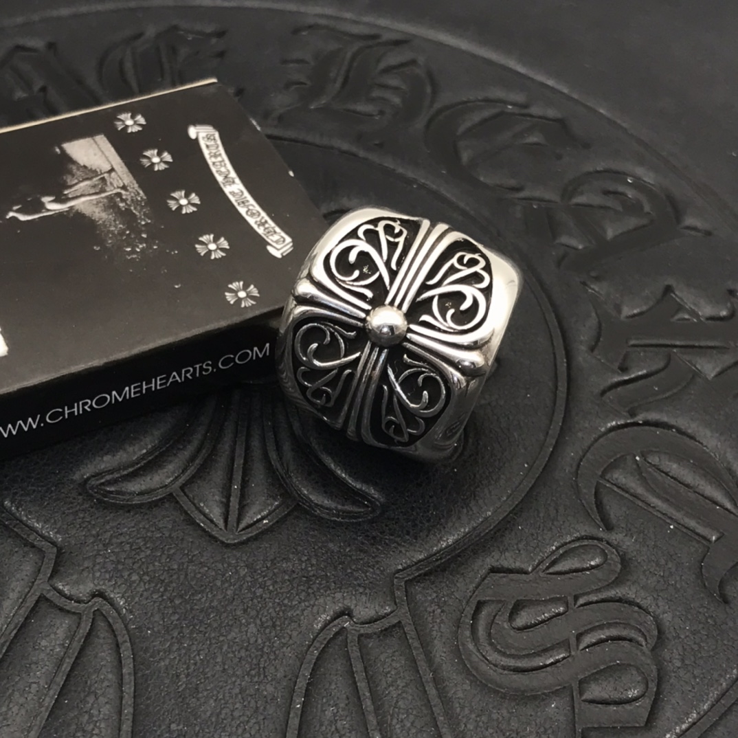 Chrome Hearts 高版本克罗心超大号守护者戒指， 手写体刻字，7-11号
