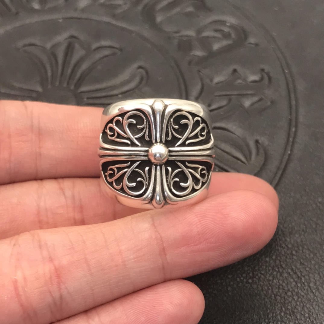 Chrome Hearts 高版本克罗心超大号守护者戒指， 手写体刻字，7-11号