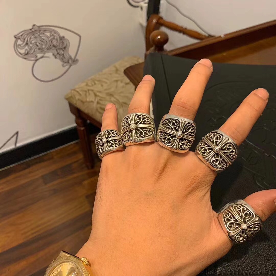 Chrome Hearts 高版本克罗心超大号守护者戒指， 手写体刻字，7-11号