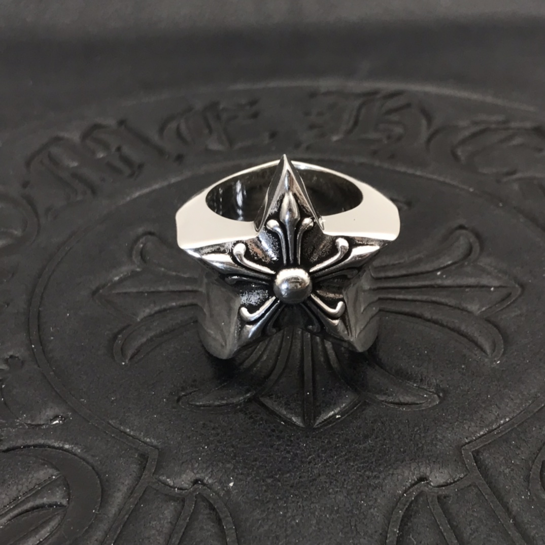 Chrome Hearts 高版本克罗心大五角星 戒指，细节到位刻字清晰，美码7至11可选
