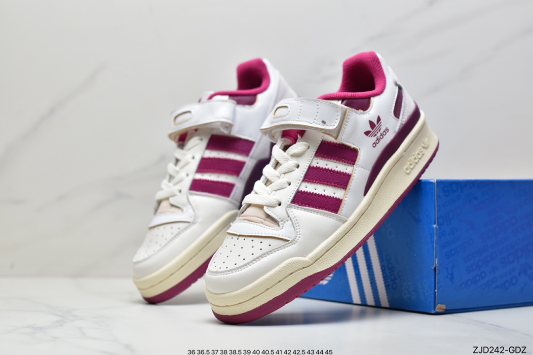 240 阿迪达斯Adidas三叶草 Originals Forum 84 Low 罗马系列魔术贴低帮复古系带百搭休闲运动板鞋 GV9114