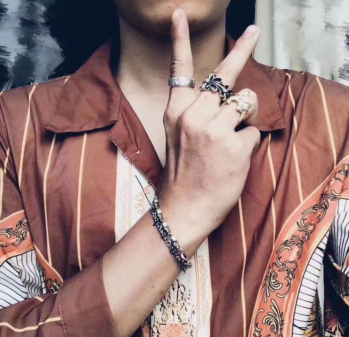 Chrome Hearts 高版本克罗心无钻细十字花手链，对版插扣， 14K刻字插片，男女均可佩戴，尺码17-18-19可选