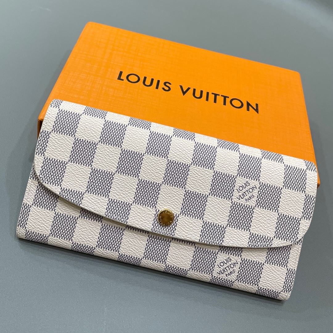 Louis Vuitton Wallet Pink White Damier Azur Canvas N41625