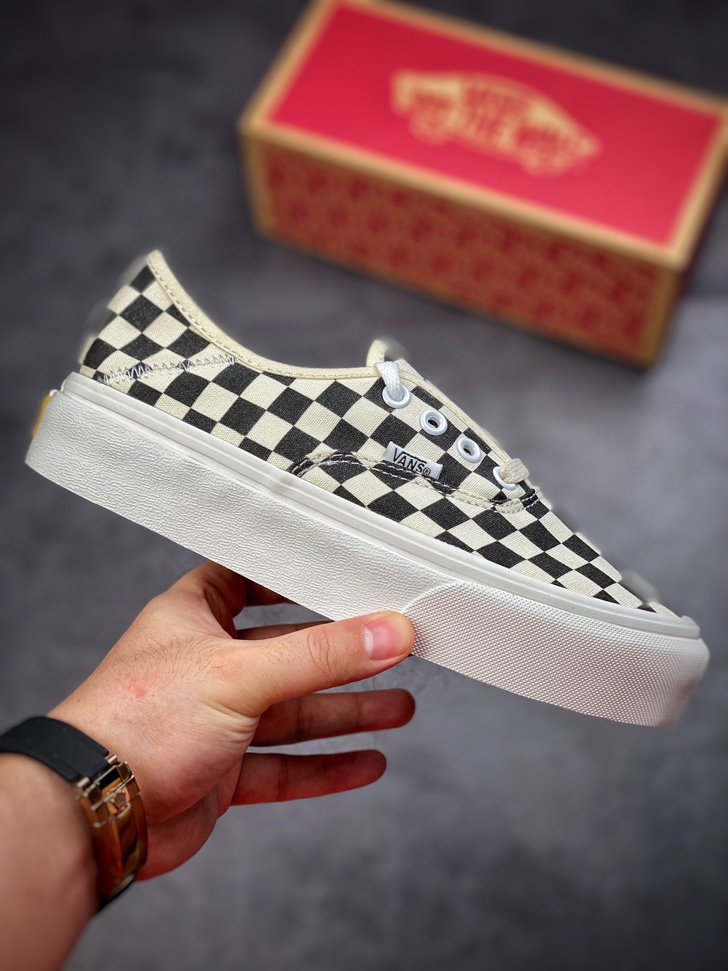 150 Vans Authentic增高环保棋盘格  VANS 新款Authentic SF复古黑白棋盘格低帮VN0A3MU642E