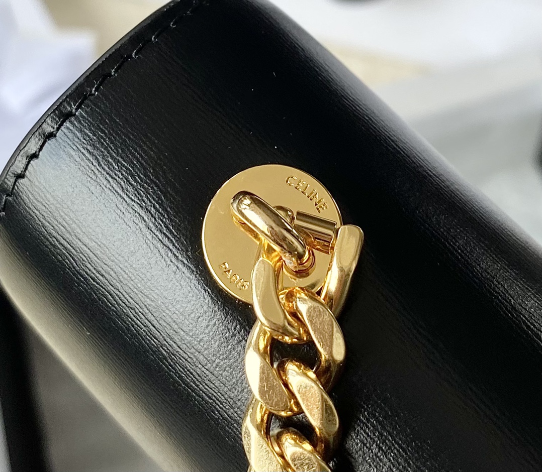 CELINE赛琳BESACE TRIOMPHE最新款顶级box牛皮链条包199273