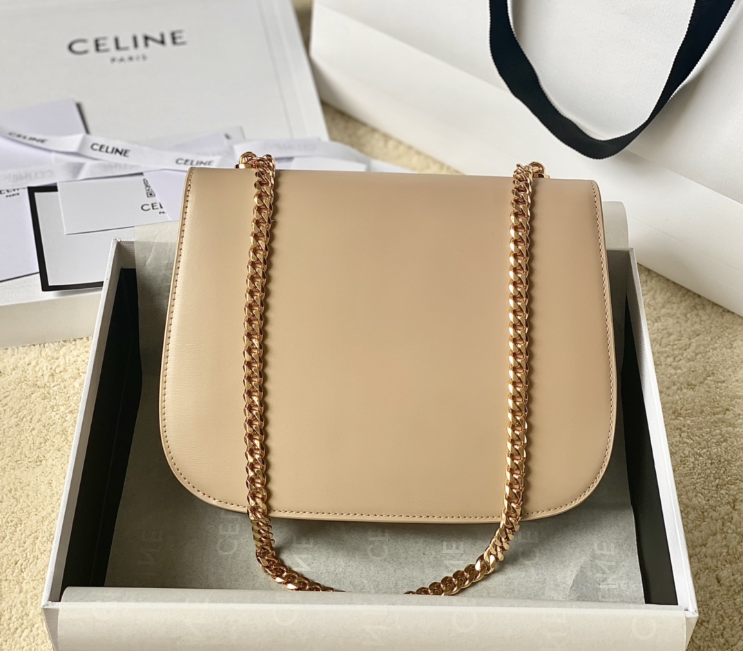 CELINE赛琳BESACE TRIOMPHE最新款顶级box牛皮链条包199273