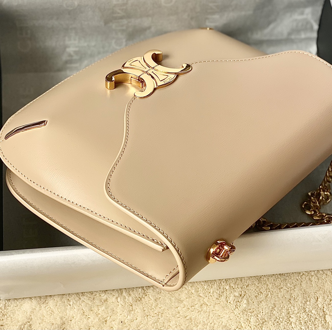 CELINE赛琳BESACE TRIOMPHE最新款顶级box牛皮链条包199273