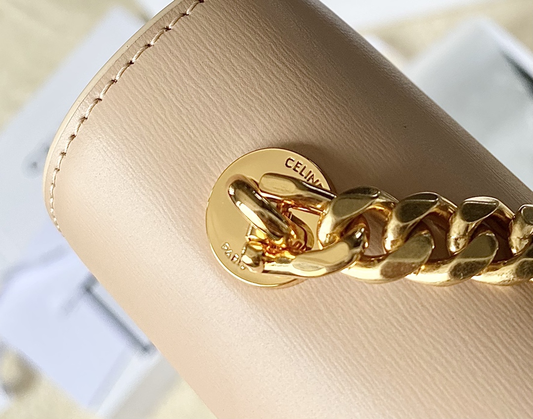 CELINE赛琳BESACE TRIOMPHE最新款顶级box牛皮链条包199273