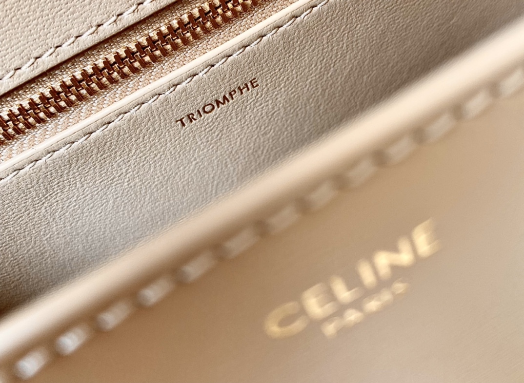 CELINE赛琳BESACE TRIOMPHE最新款顶级box牛皮链条包199273