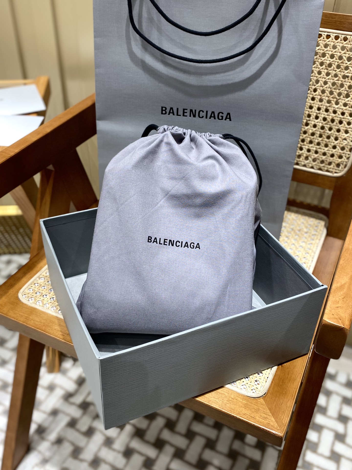 Balenciaga Shopping 20CM Bag 十字纹购物纸袋包 572411黑色