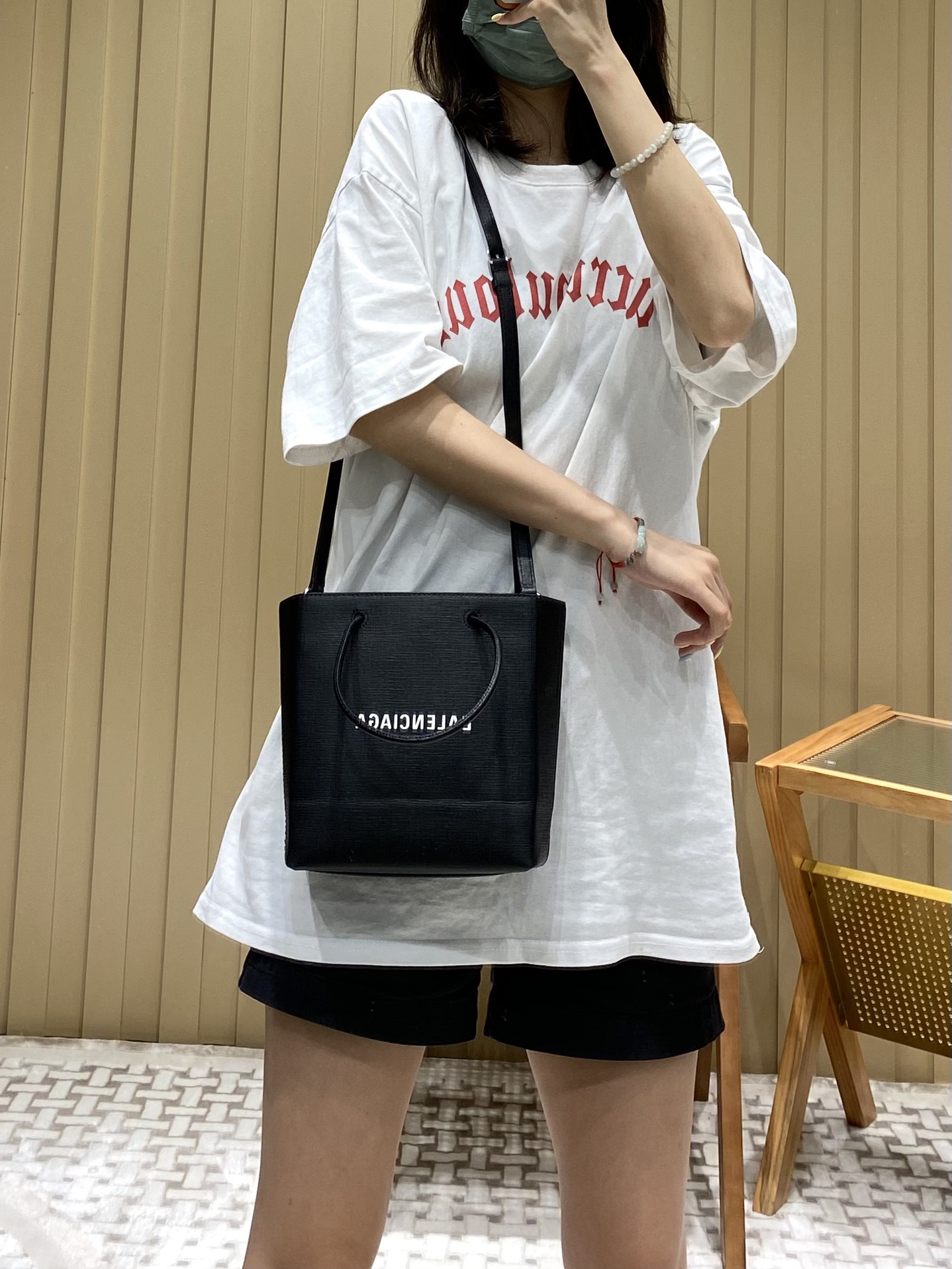 Balenciaga Shopping 20CM Bag 十字纹购物纸袋包 572411黑色