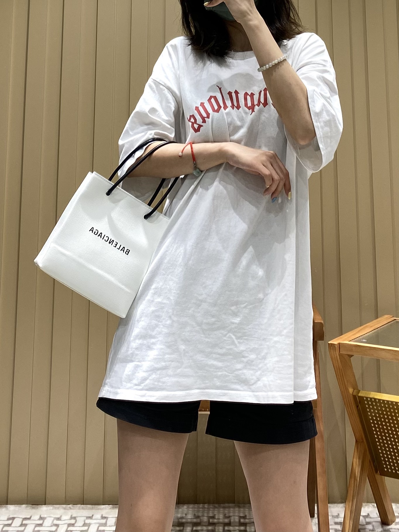 Balenciaga Shopping 20CM Bag 十字纹购物纸袋包 572411白色