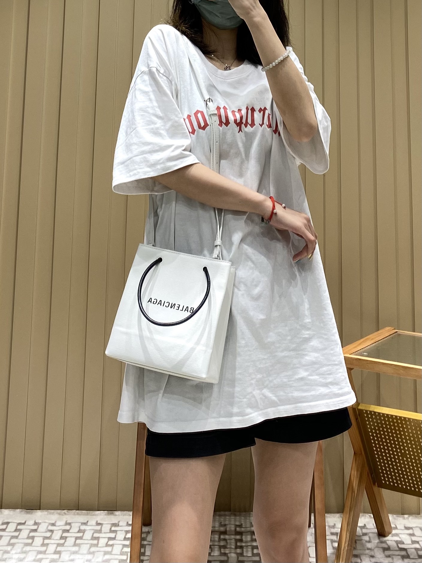 Balenciaga Shopping 20CM Bag 十字纹购物纸袋包 572411白色