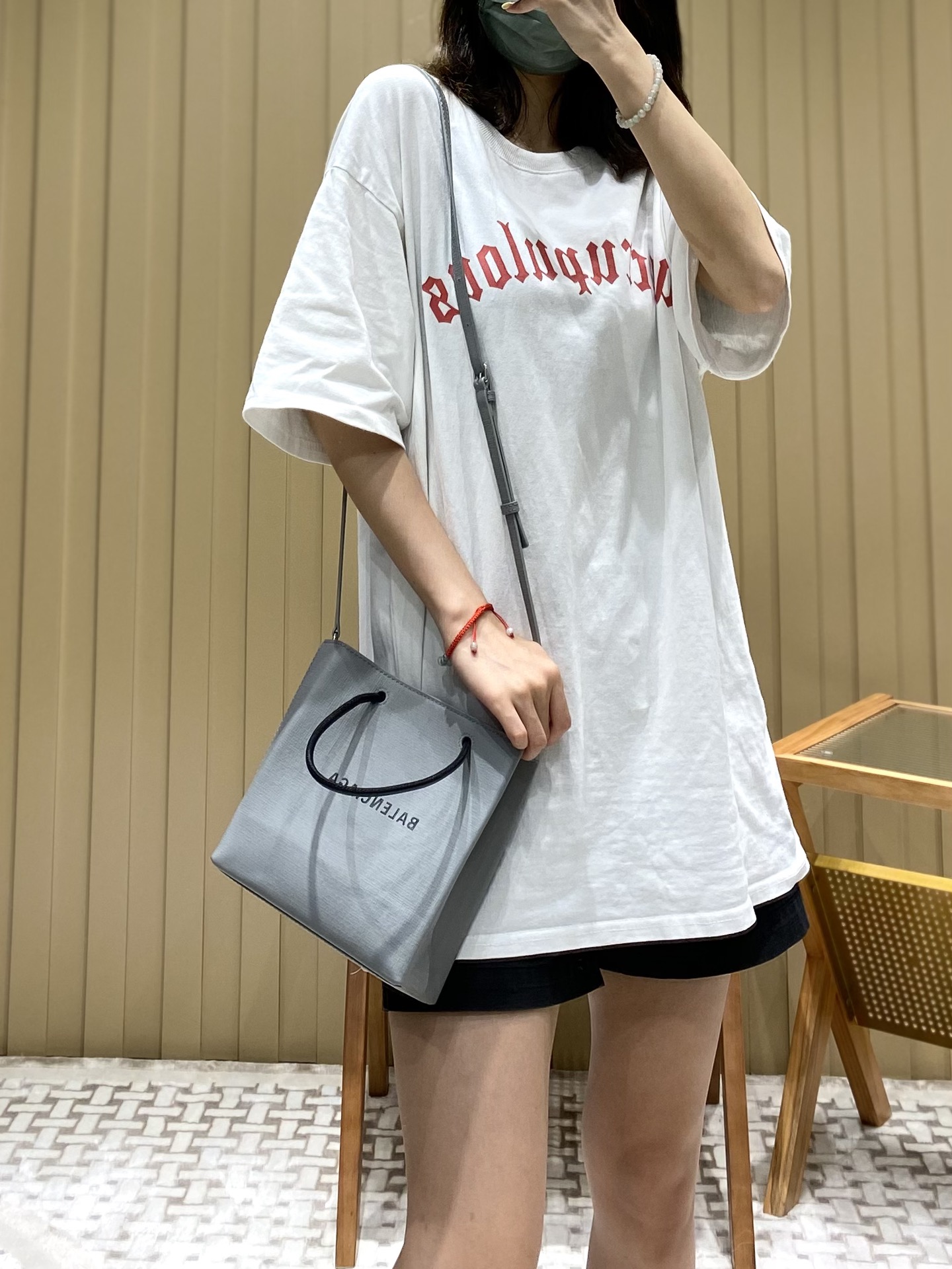 Balenciaga Shopping 20CM Bag 十字纹购物纸袋包 572411石墨灰