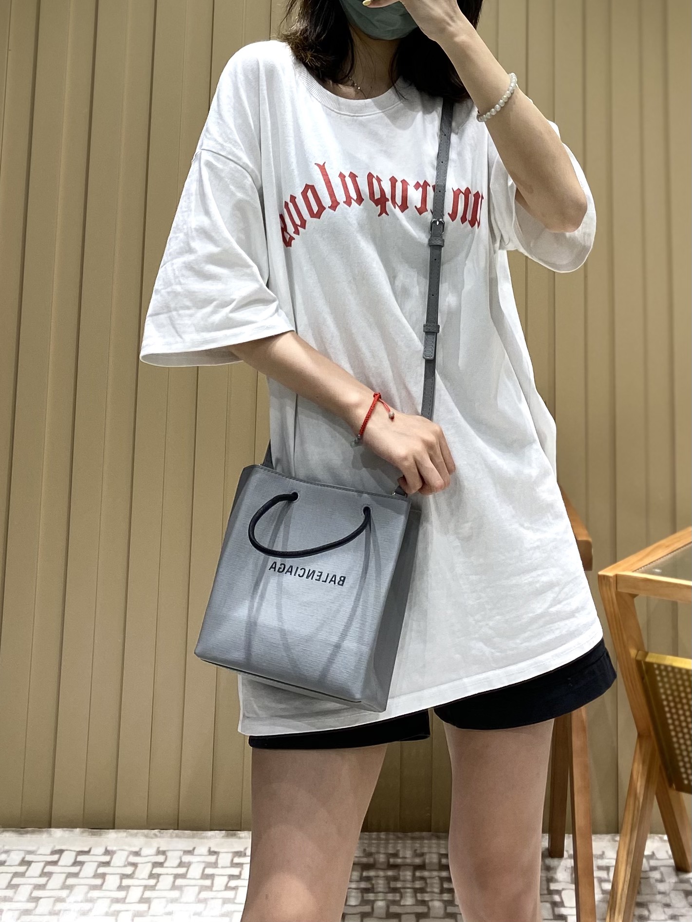 Balenciaga Shopping 20CM Bag 十字纹购物纸袋包 572411石墨灰