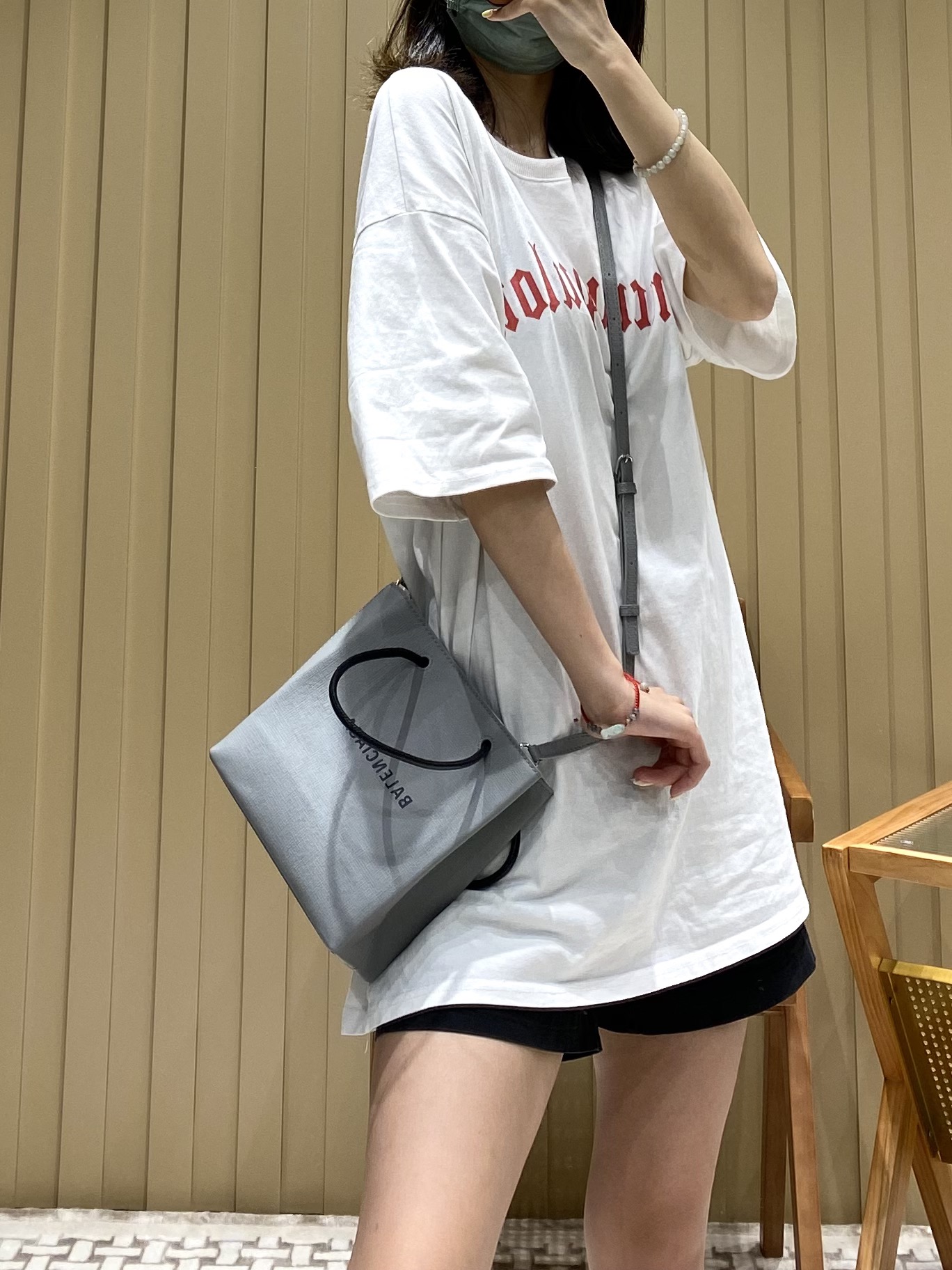 Balenciaga Shopping 20CM Bag 十字纹购物纸袋包 572411石墨灰