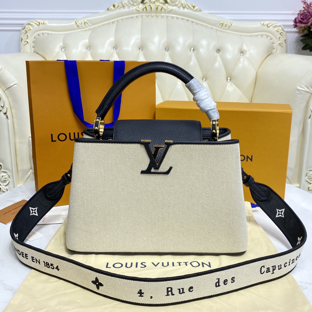 Louis Vuitton LV Capucines Bags Handbags Replica 1:1
 Black Embroidery Taurillon Canvas Spring/Summer Collection M59872