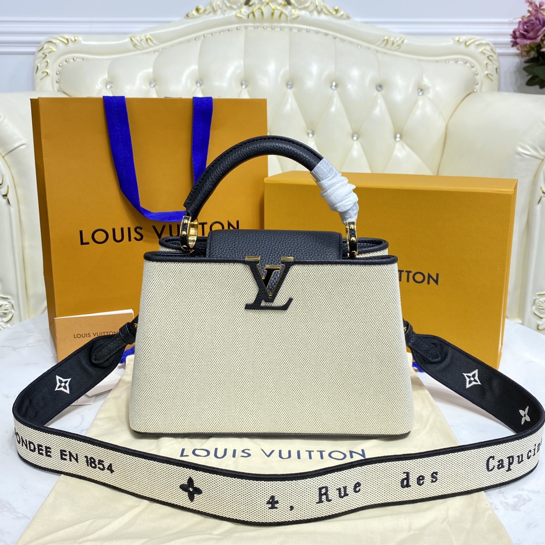 Louis Vuitton LV Capucines Bags Handbags mirror copy luxury
 Black Embroidery Taurillon Canvas Spring/Summer Collection M59872