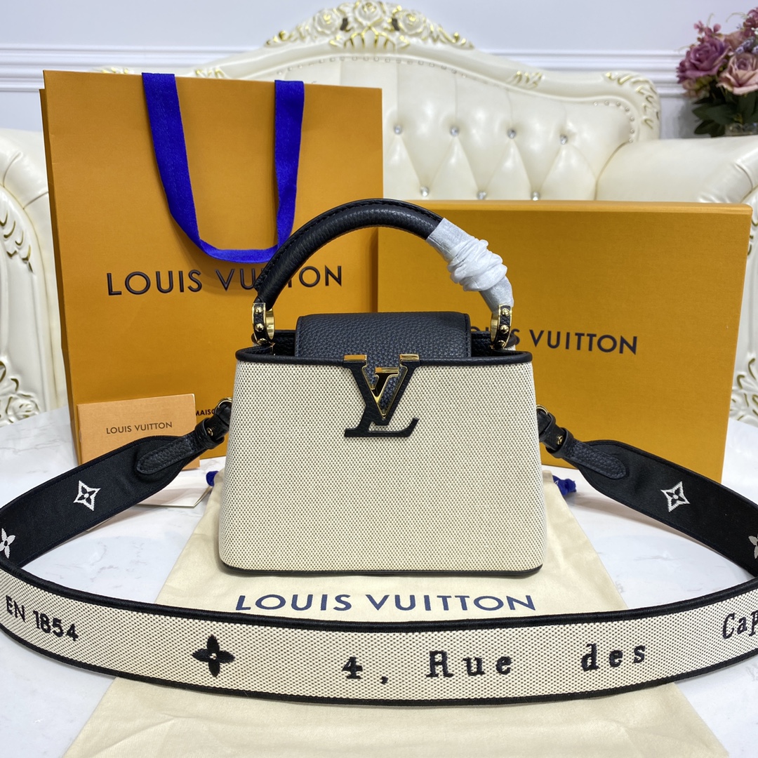 Louis Vuitton LV Capucines Bags Handbags Black Embroidery Taurillon Canvas Spring/Summer Collection M59872