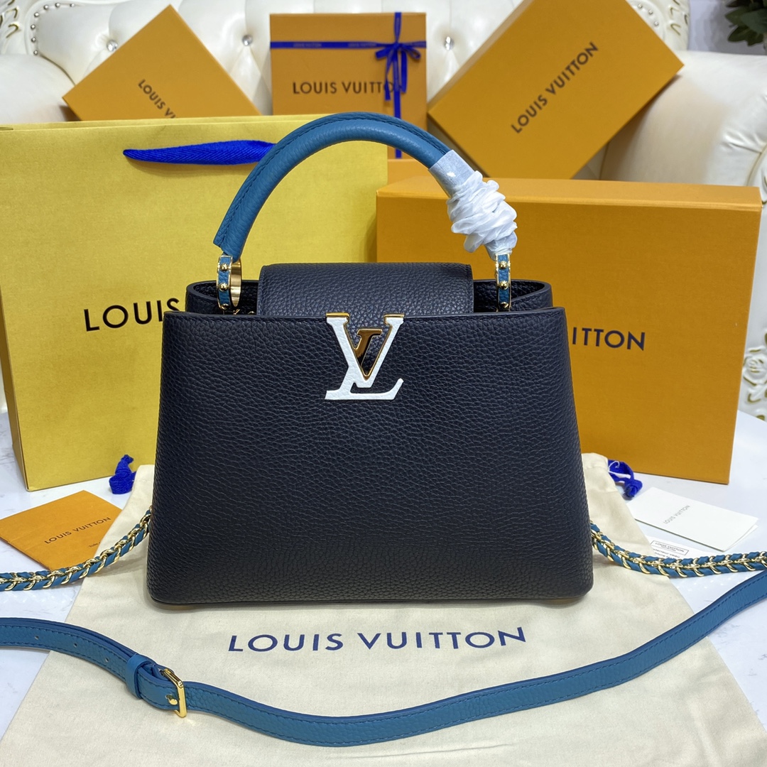 Louis Vuitton LV Capucines Bags Handbags Black Blue Cowhide M59653