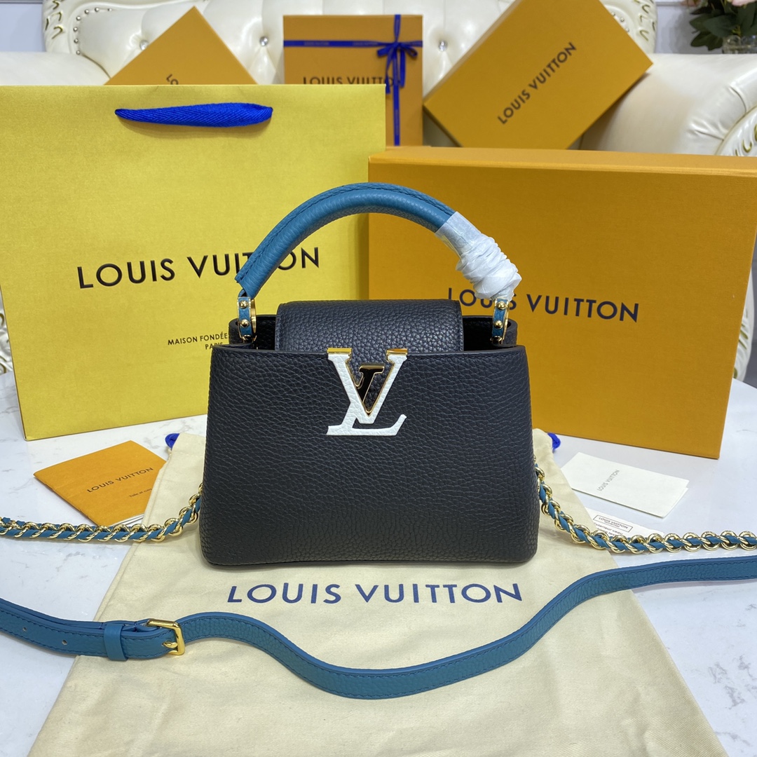 Louis Vuitton LV Capucines Bags Handbags Black Blue Cowhide M59653