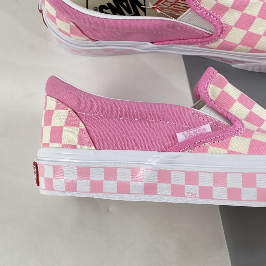 P140  Vans Classic Slip-On 少女粉棋盘格经典款低帮一脚蹬懒人鞋 VN0A38F7PVB